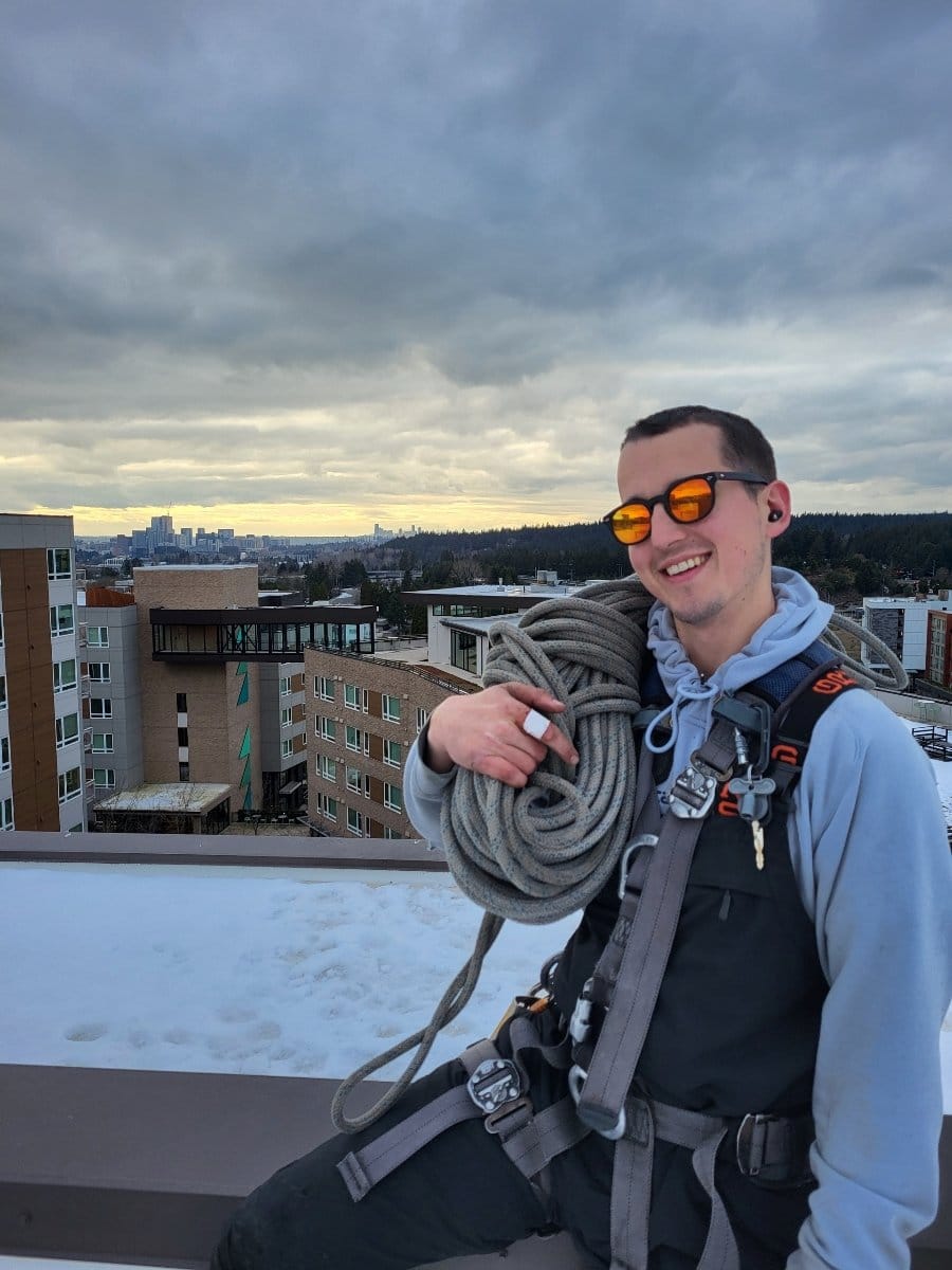 ADS technician on rooftop