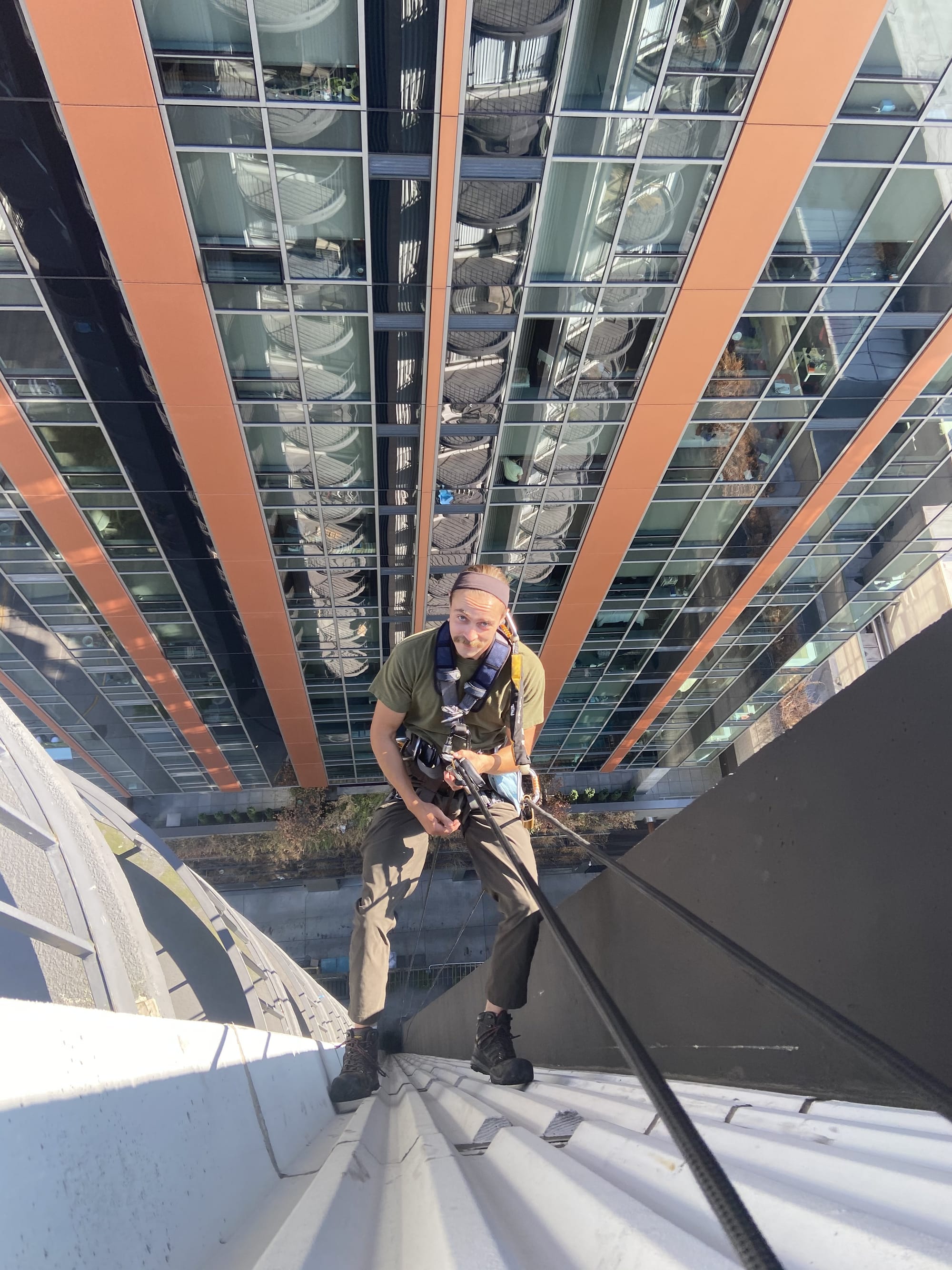 High-rise building window cleaning